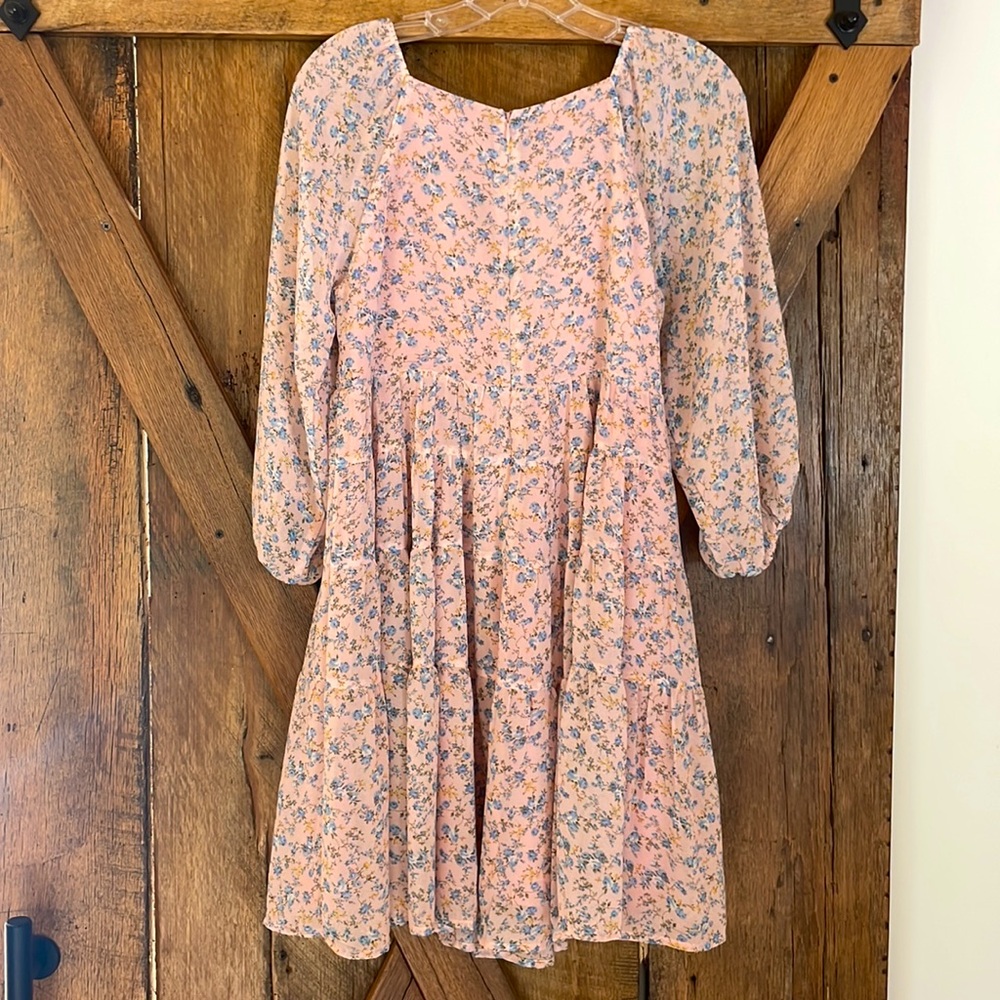 Storia Size Small Pale Pink & Blue Floral Print Dress - Picture 2 of 10
